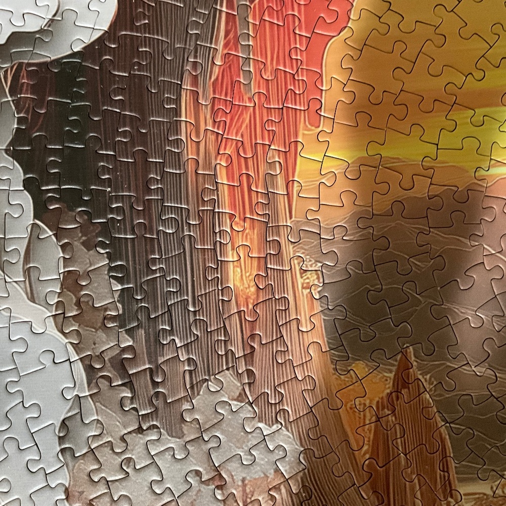 1000-Piece Round Wooden Jigsaw Puzzle – 3D Cave Sunset – 26” x 26” - Picture 8 of 13